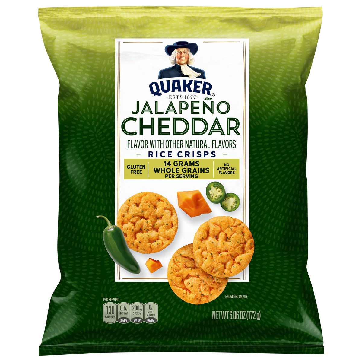 slide 2 of 8, Quaker Rice Crisp Jalapeno Cheddar, 6.06 oz