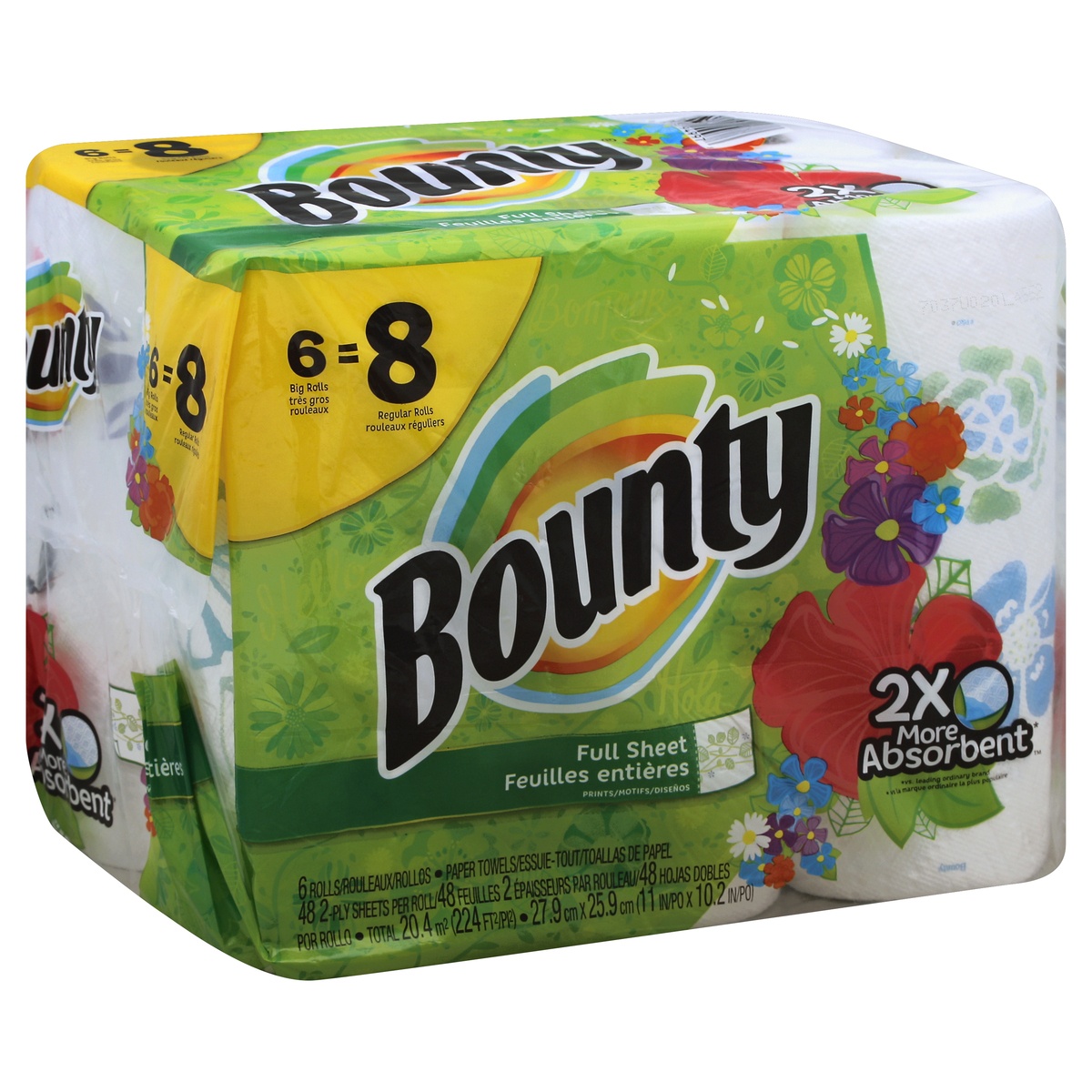 slide 1 of 1, Bounty Printed Paper Towels Big Rolls, 6 ct