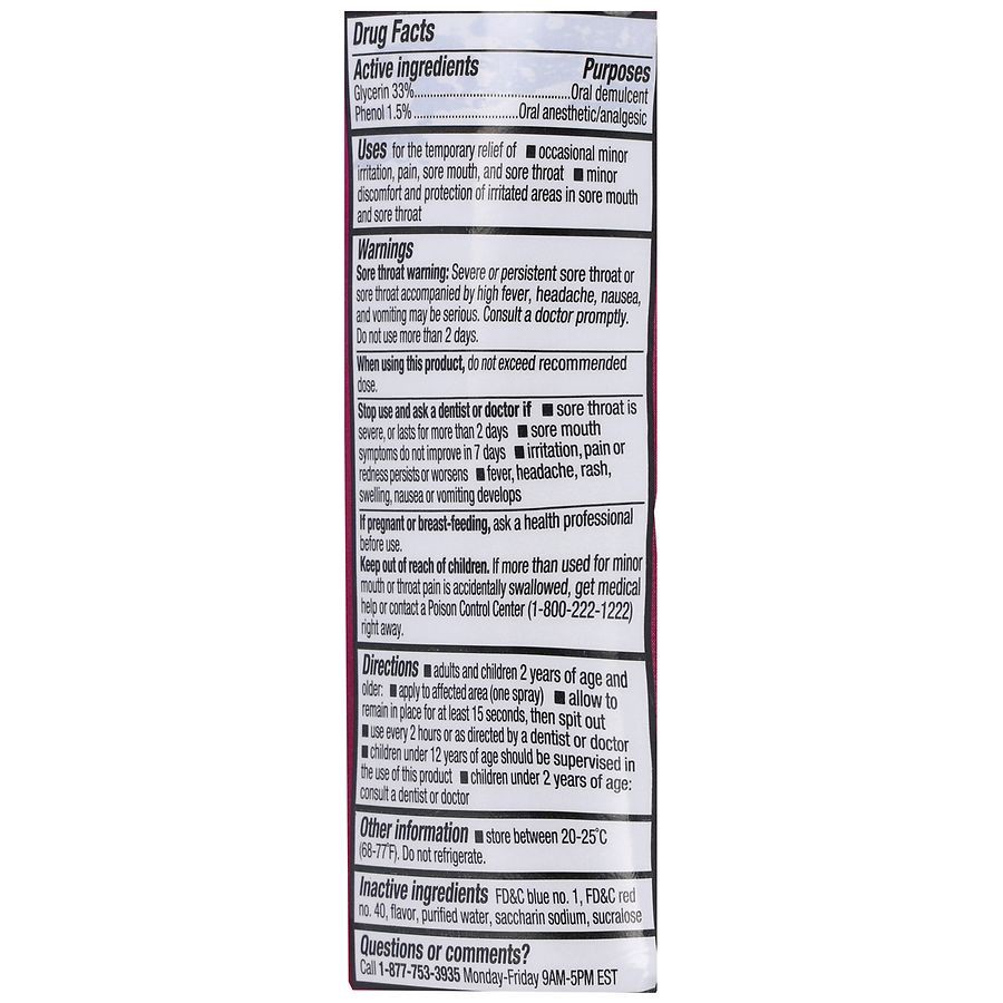 slide 3 of 5, Walgreens Oral Relief Sore Throat Spray Maximum Strength Berry, 4 fl oz