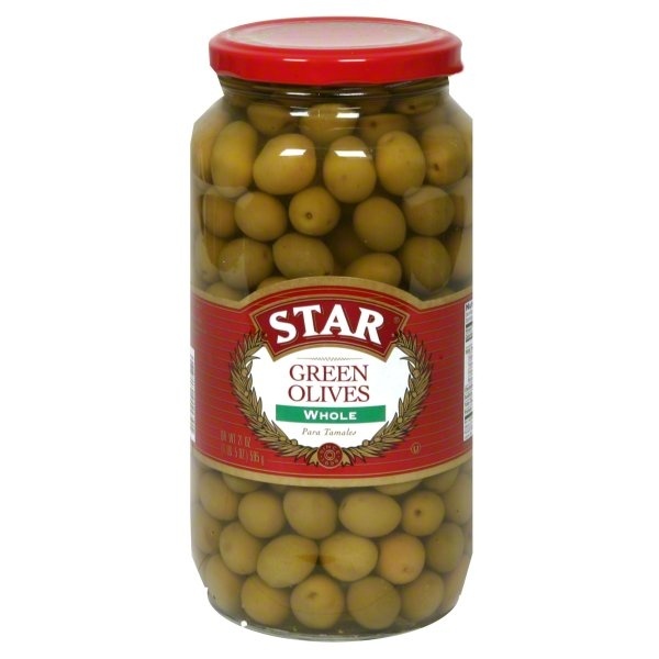 slide 1 of 1, STAR Whole Green Olives With Pit, 21 oz