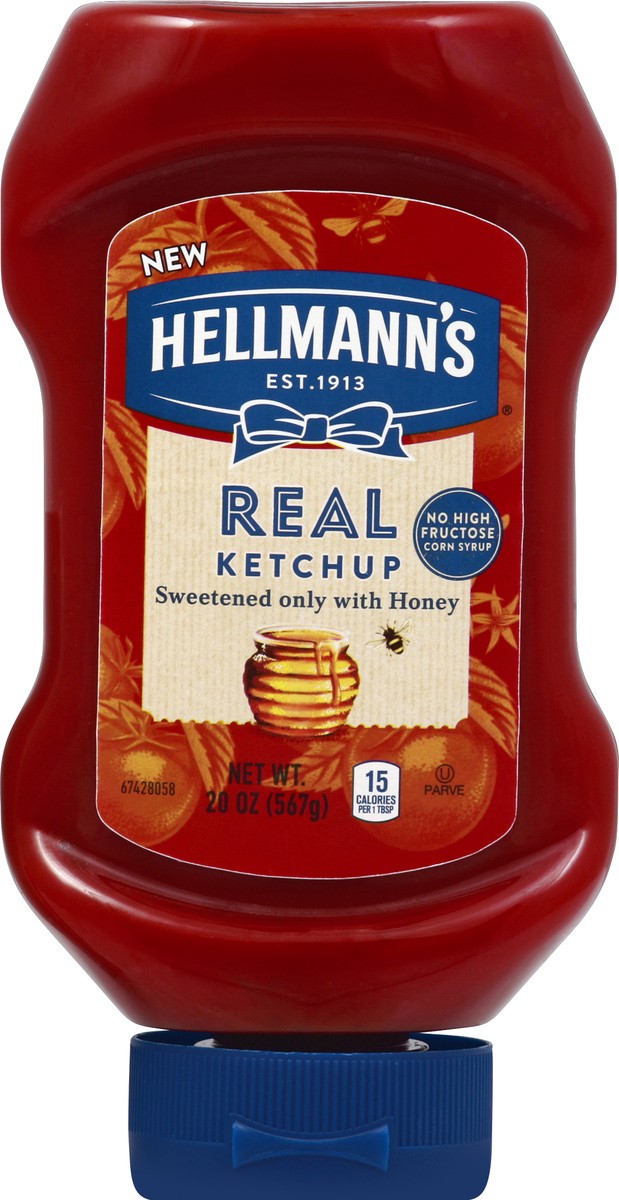 slide 5 of 6, Hellmann's Sweetened Only with Honey Real Ketchup, 20 oz