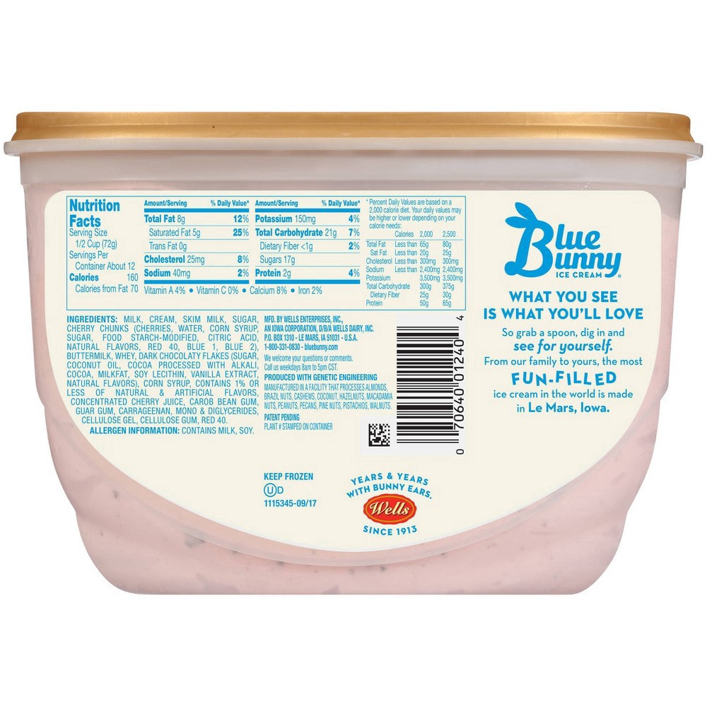 slide 5 of 9, Blue Bunny Cherry Chocolate Chunk Frozen Dairy Dessert, 46 fl oz, 46 fl oz