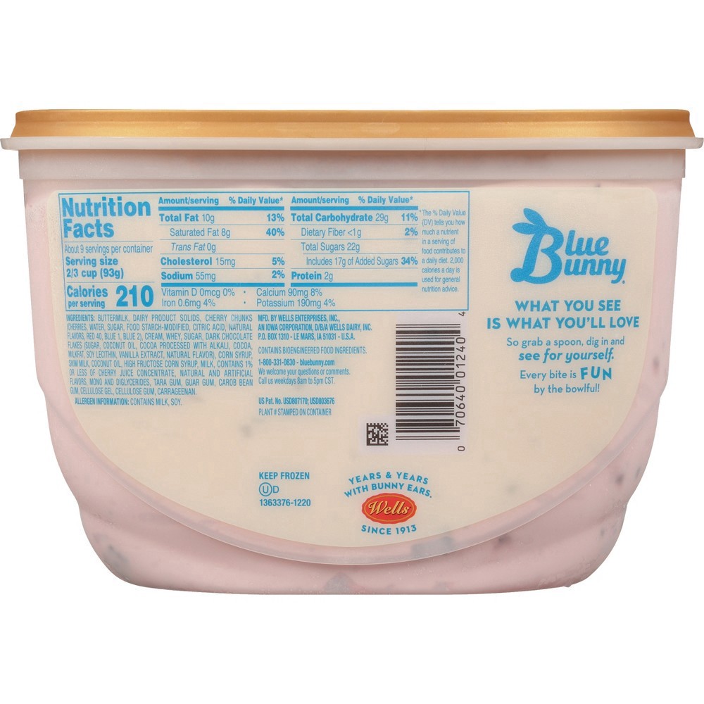 slide 2 of 9, Blue Bunny Cherry Chocolate Chunk Frozen Dairy Dessert, 46 fl oz, 46 fl oz