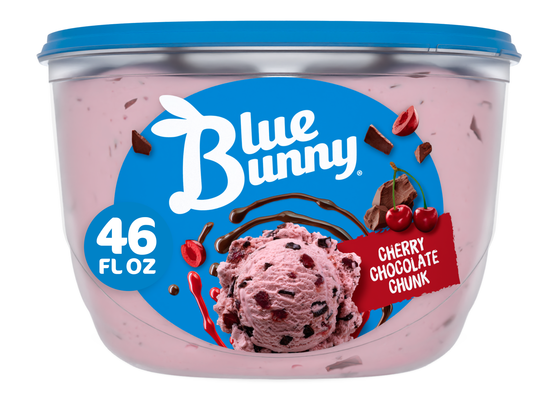 slide 1 of 9, Blue Bunny Cherry Chocolate Chunk Frozen Dairy Dessert, 46 fl oz, 46 fl oz