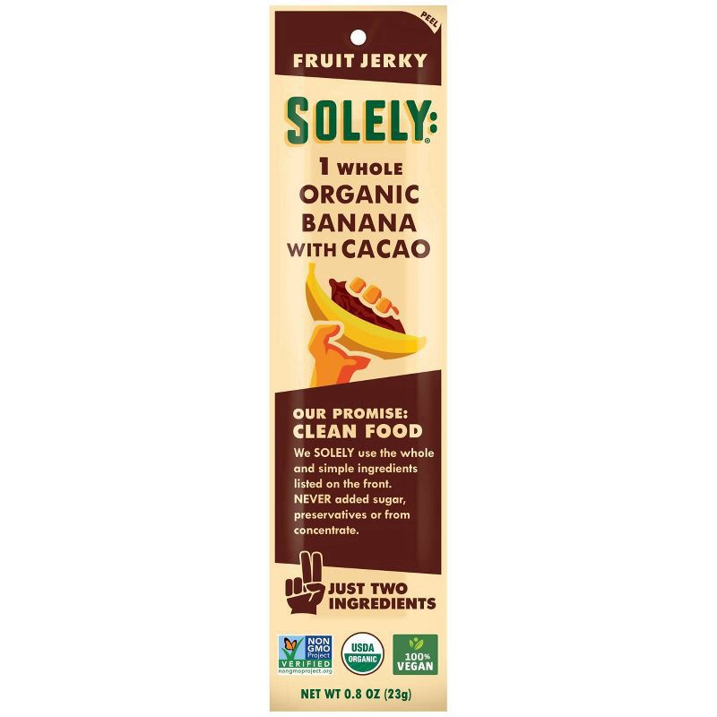 slide 1 of 1, Solely Organic Banana with Cacao Fruit Jerky 0.8 oz, 0.8 oz