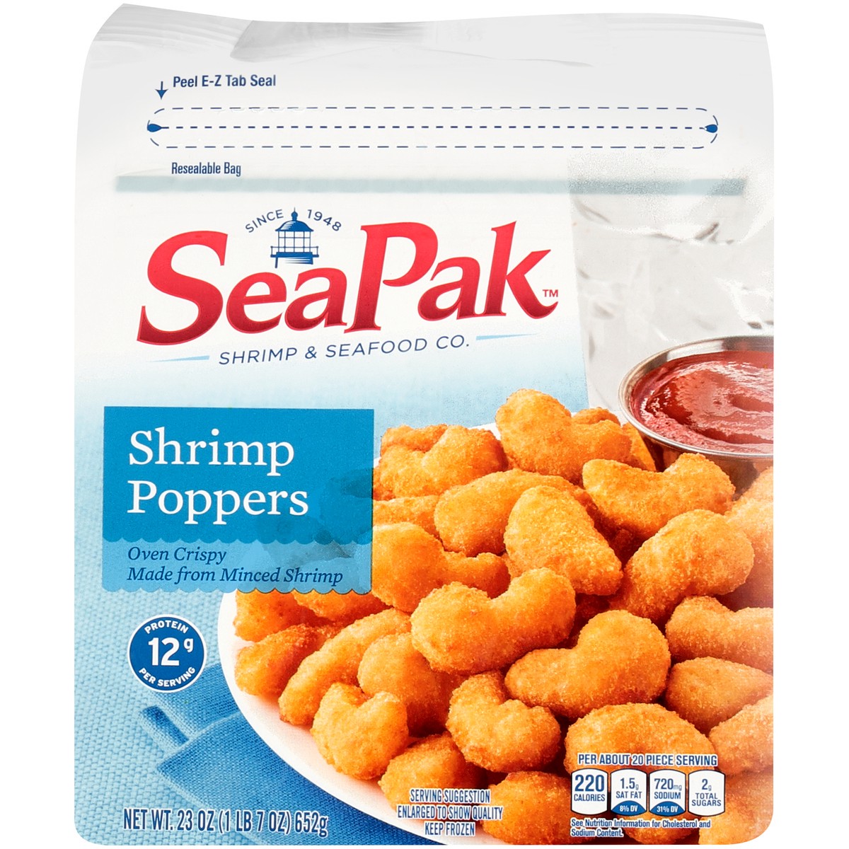 slide 4 of 7, SeaPak Shrimp & Seafood Co. Shrimp Poppers 23 oz. Bag, 23 oz