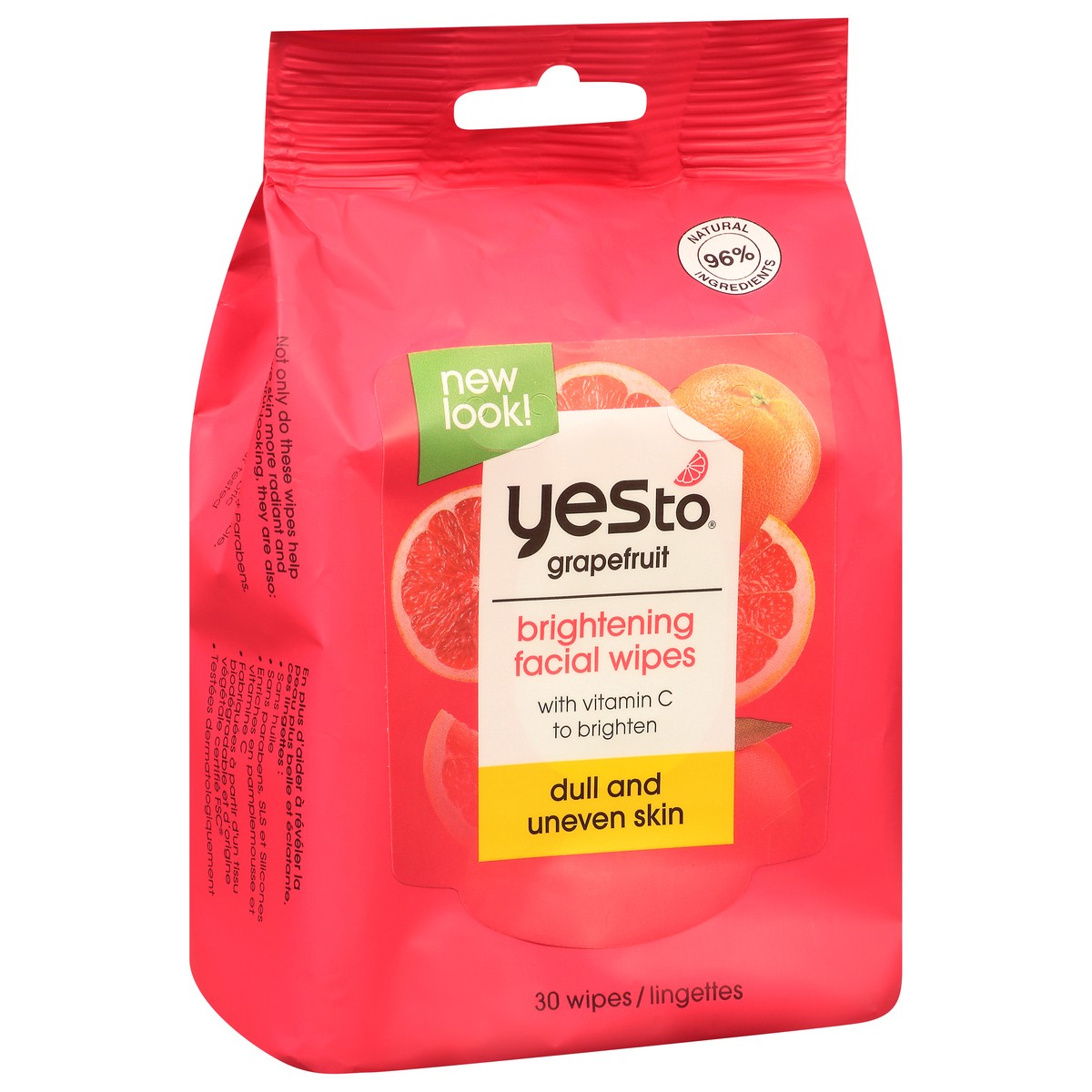 slide 2 of 9, Yes to Grapefruit Brightening Facial Wipes 30 ea, 25 ct