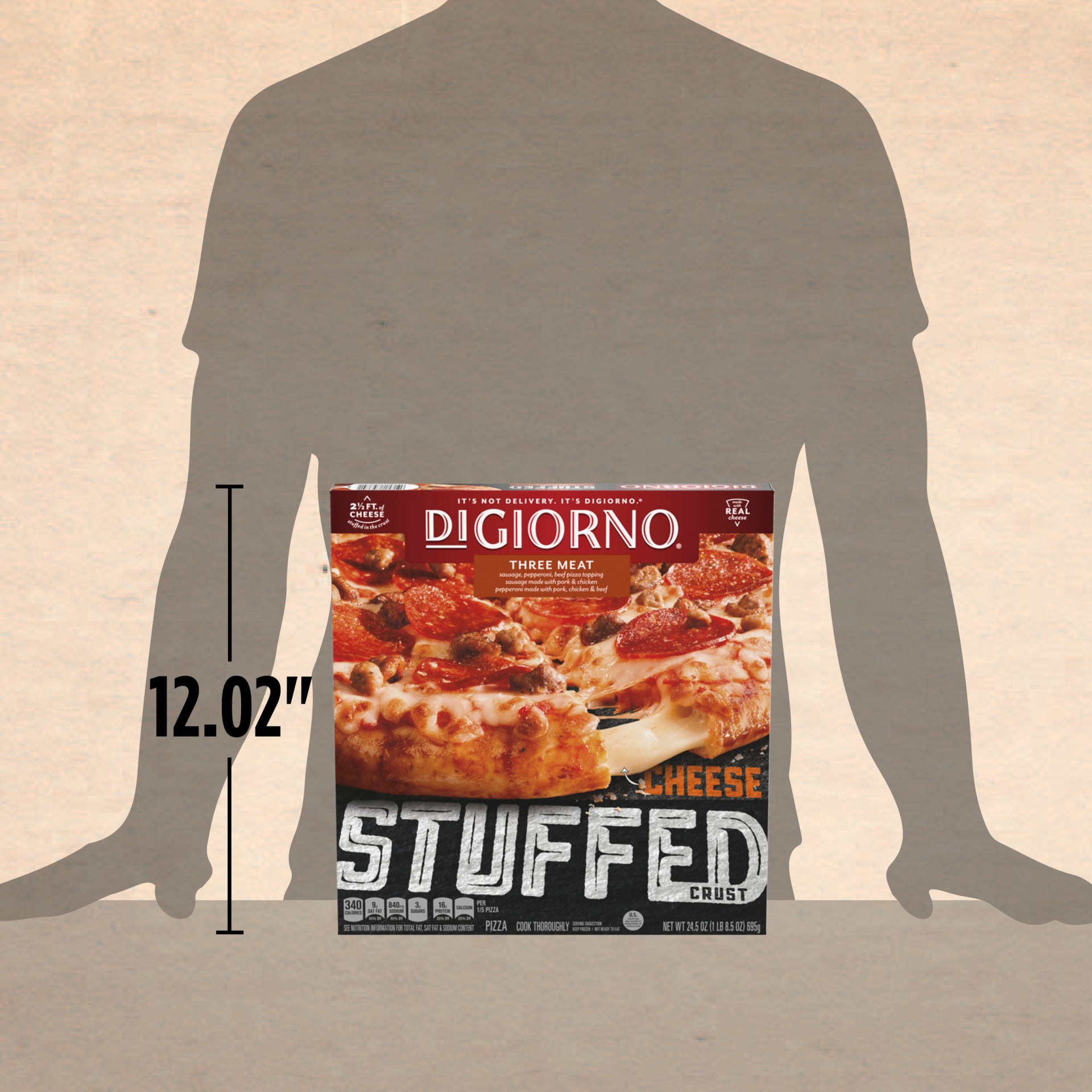 slide 4 of 13, DIGIORNO Three Meat Frozen Pizza with Cheese Stuffed Crust, 24.5 oz
