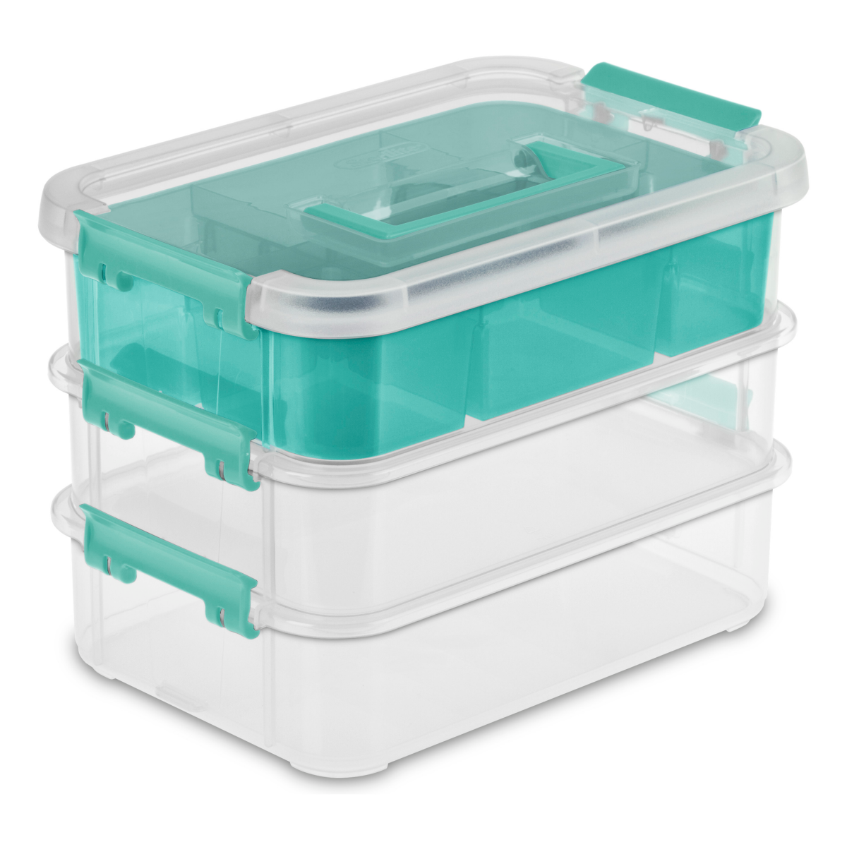 slide 1 of 9, Sterilite Clear 3-Layer Handle Box & Tray Stack & Carry 1 ea, 1 ct