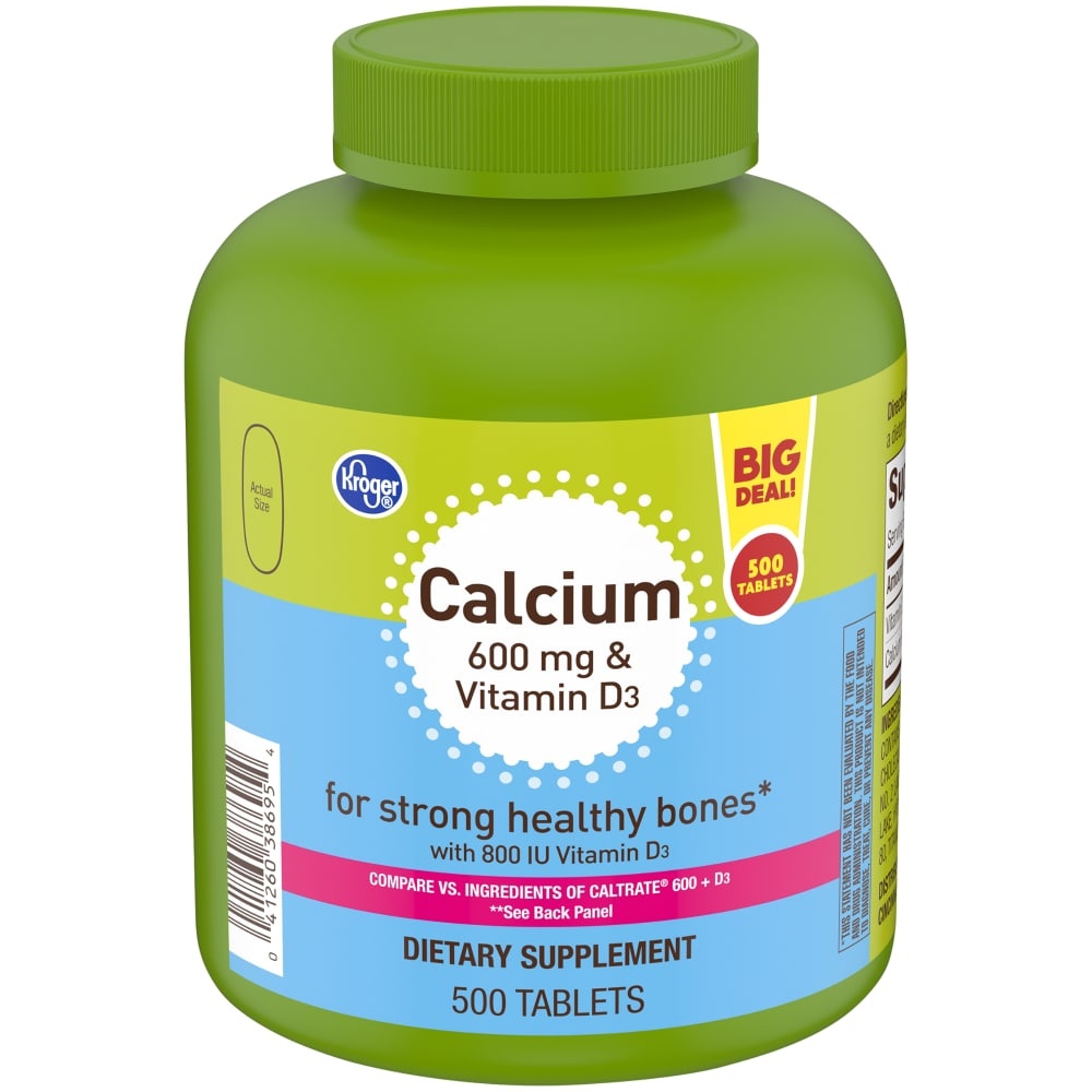 slide 1 of 1, Kroger Calcium Vitamin D3 Tablets, 500 ct