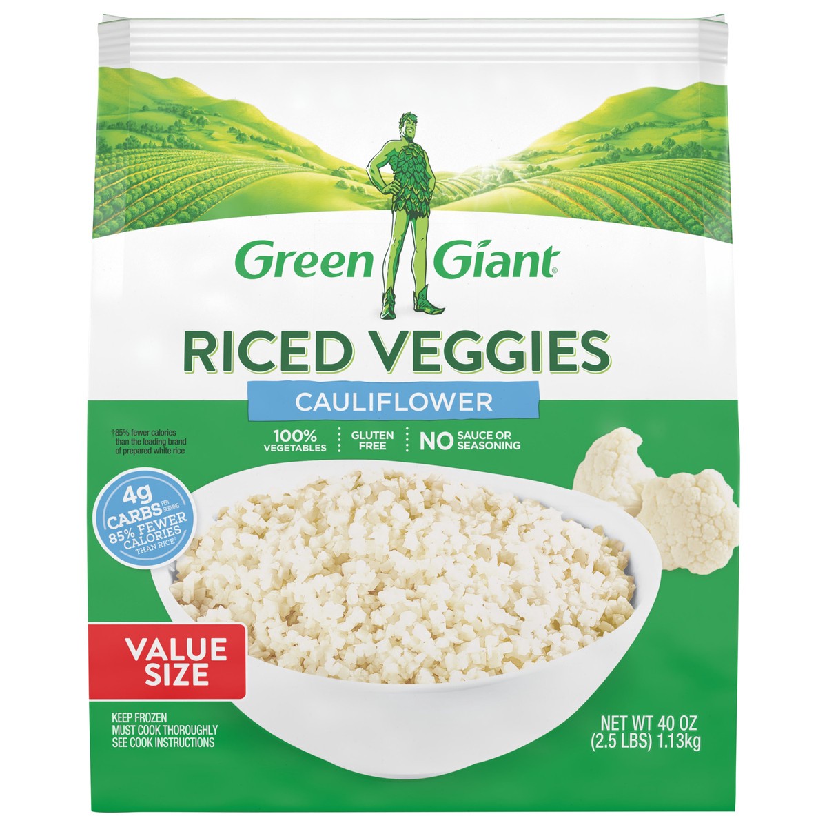 slide 1 of 12, Green Giant Riced Veggies Cauliflower Value Size 40 oz, 40 oz