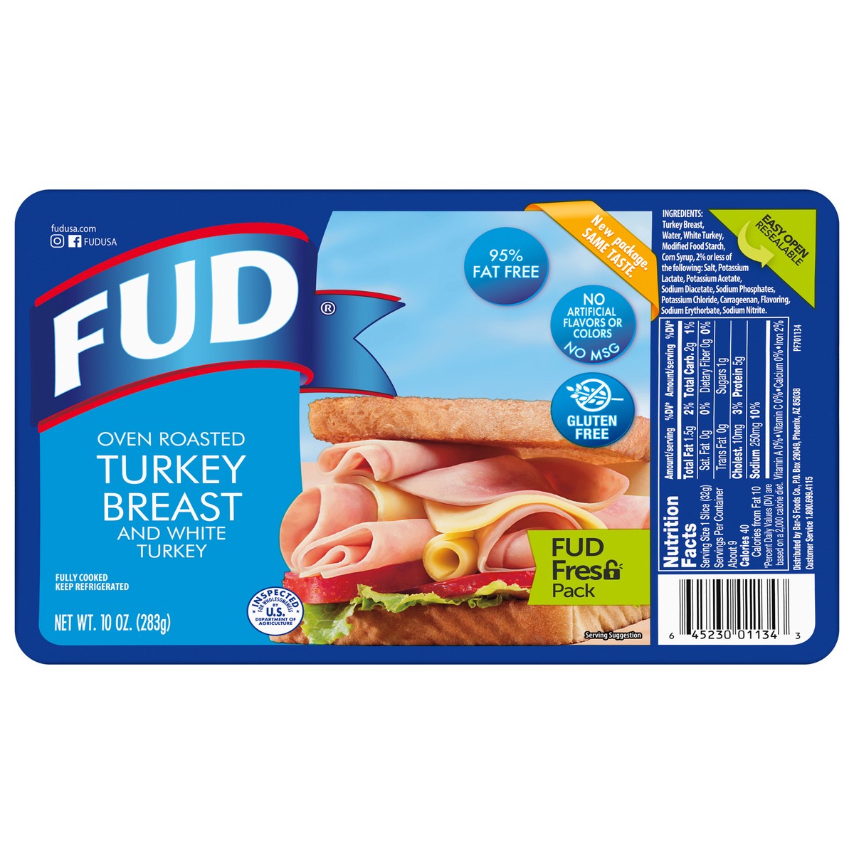 slide 1 of 5, Fud Oven Roasted Turkey Breast - 10 Oz, 10 oz