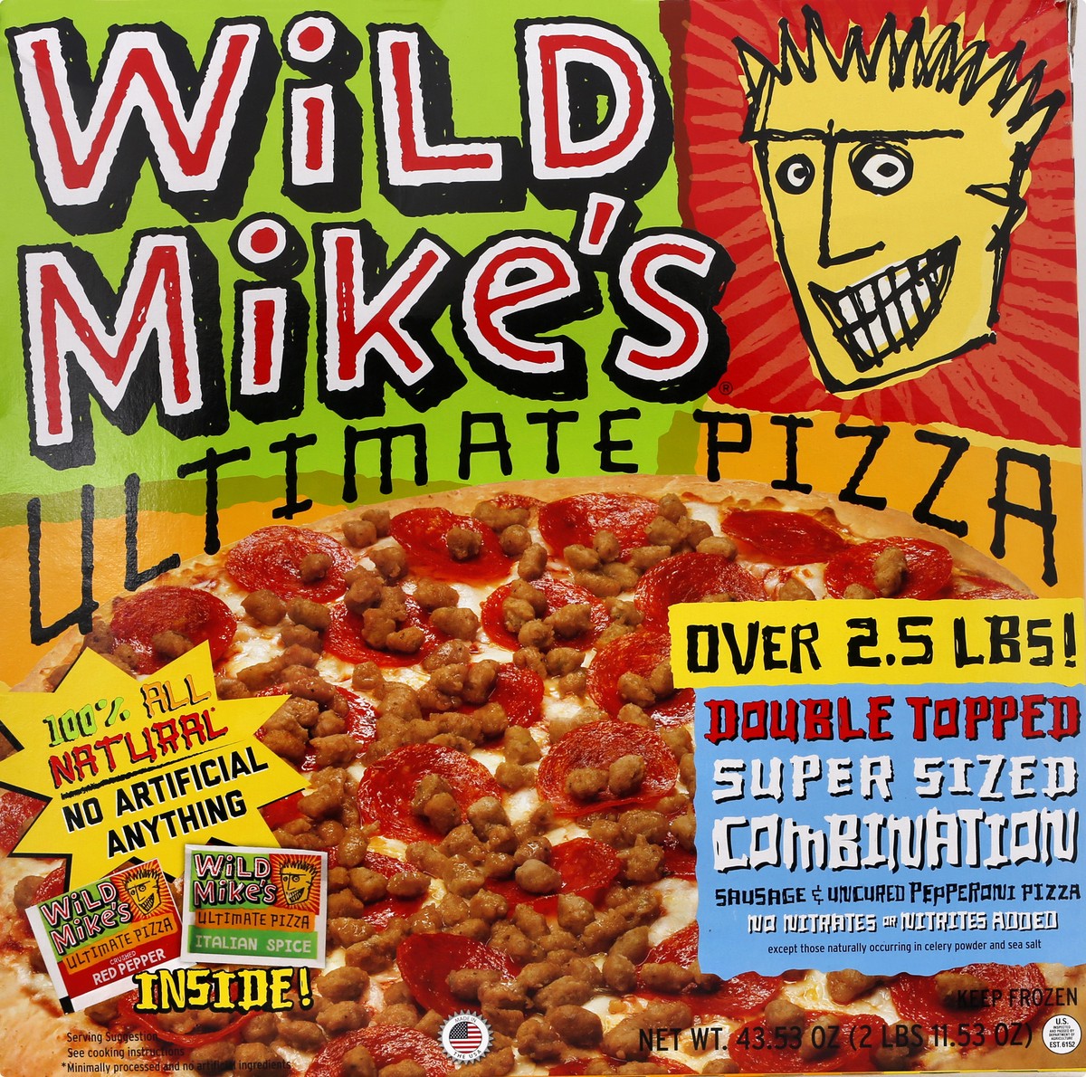 slide 8 of 10, Wild Mike's Super Size Double Topped Combo Pizza, 42.61 oz