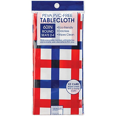 slide 1 of 1, Ritz Patriotic Plaid Summer Round Vinyl Tablecloth, 60 in