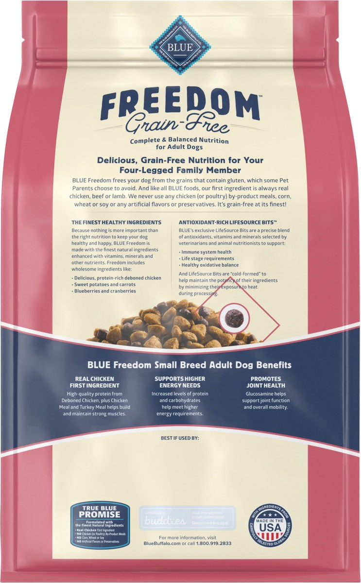 slide 4 of 9, Blue Buffalo Freedom Small Breed Adult Dog Food, Chicken, 4 lb