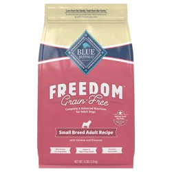 Blue Buffalo Freedom Grain-Free Small Breed Dry Dog Food, Supports High Energy Needs, Made in the USA With Natural Ingredients, Chicken & Potatoes, 4-lb Bag