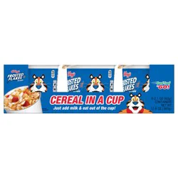 Kellogg's Frosted Flakes Breakfast Cereal Cups, 8 Vitamins and Minerals, Kids Snacks, Original, 12.6oz Tray (6 Cups)