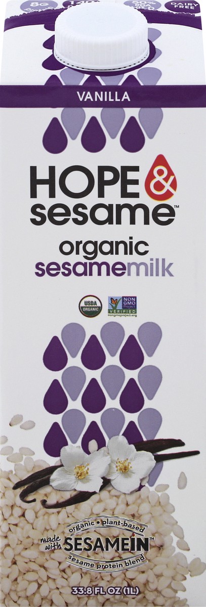 slide 1 of 9, Hope & Sesame Vanilla Organic Sesame Milk, 33.8 fl oz