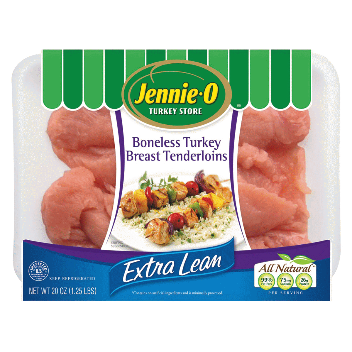 slide 1 of 6, Jennie-O Boneless Turkey Breast Tenderloins, Extra Lean, 20 oz