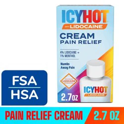 Icy Hot Lidocaine Pain Relief Cream, Fast-Acting With Max Strength Lidocaine 4% and Menthol 1%, 2.7 oz