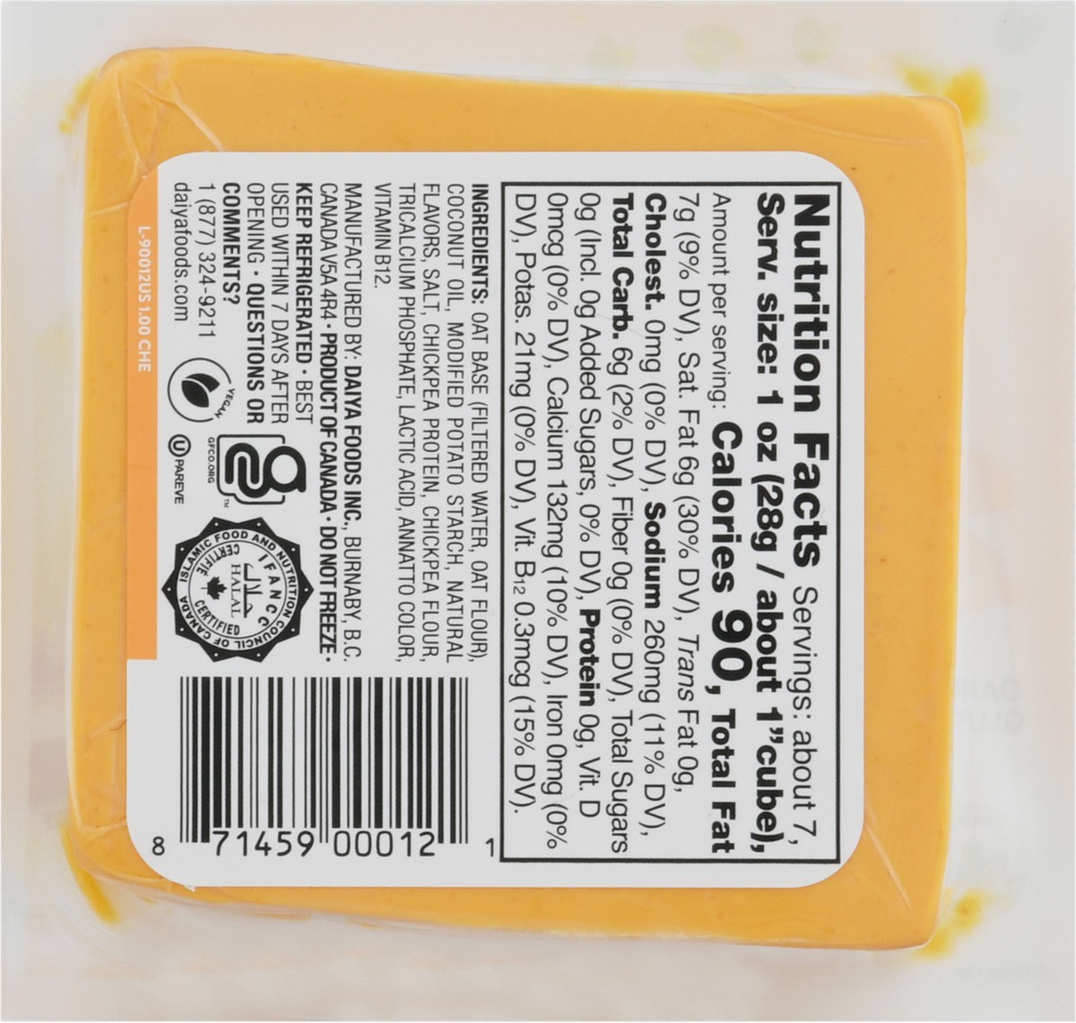 slide 3 of 9, Daiya Dairy Free Cheddar Cheese Block - 7.1 oz, 7.1 oz