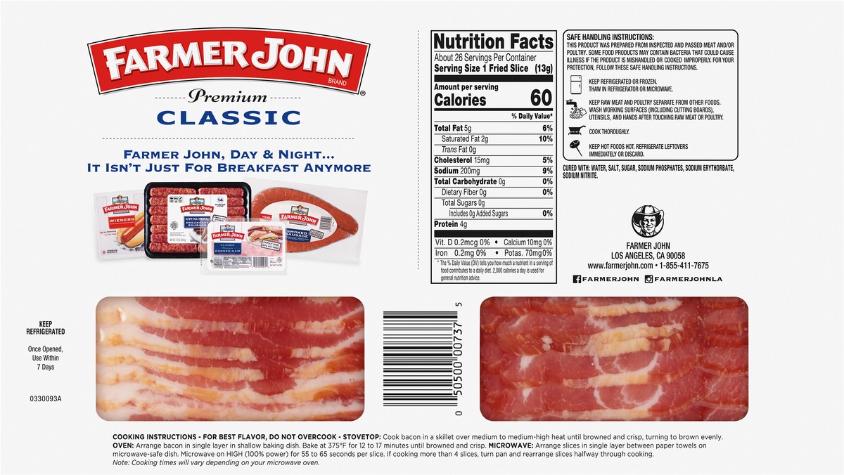 slide 5 of 6, Farmer John Naturally Hardwood Smoked Classic Bacon, 32 oz