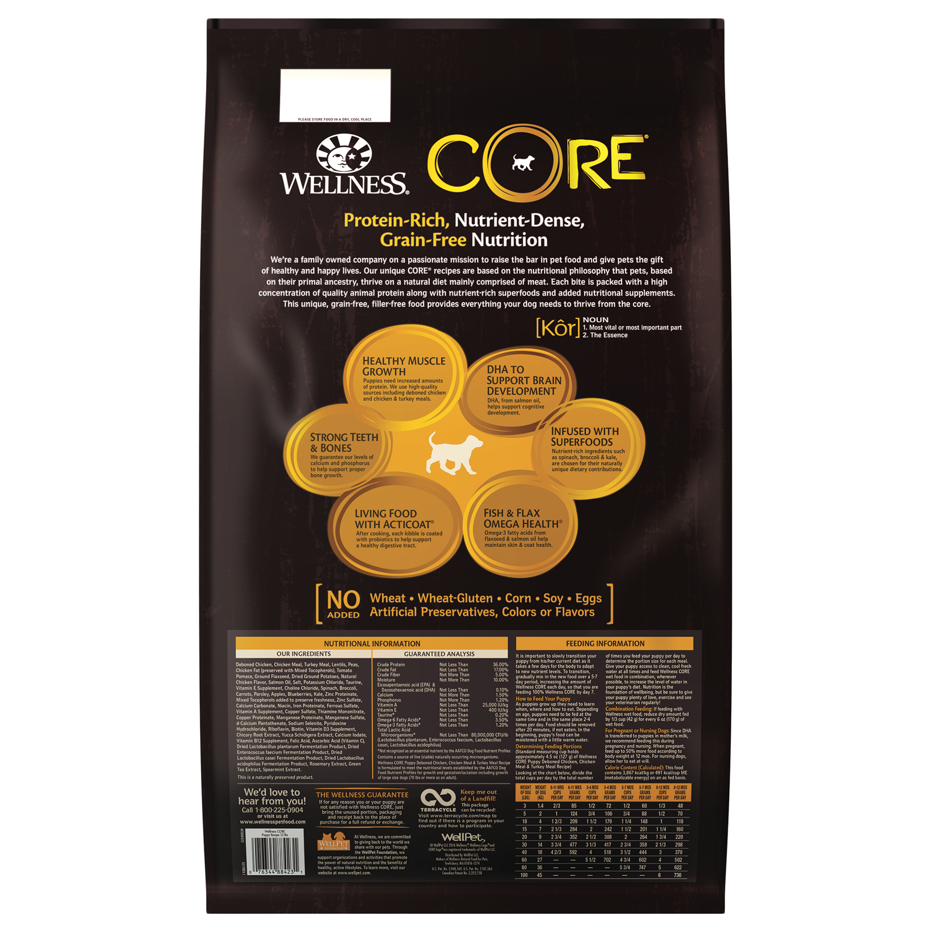 slide 5 of 5, Wellness CORE Natural Grain Free Dry Dog Food, Puppy, 12-Pound Bag, 1 ct