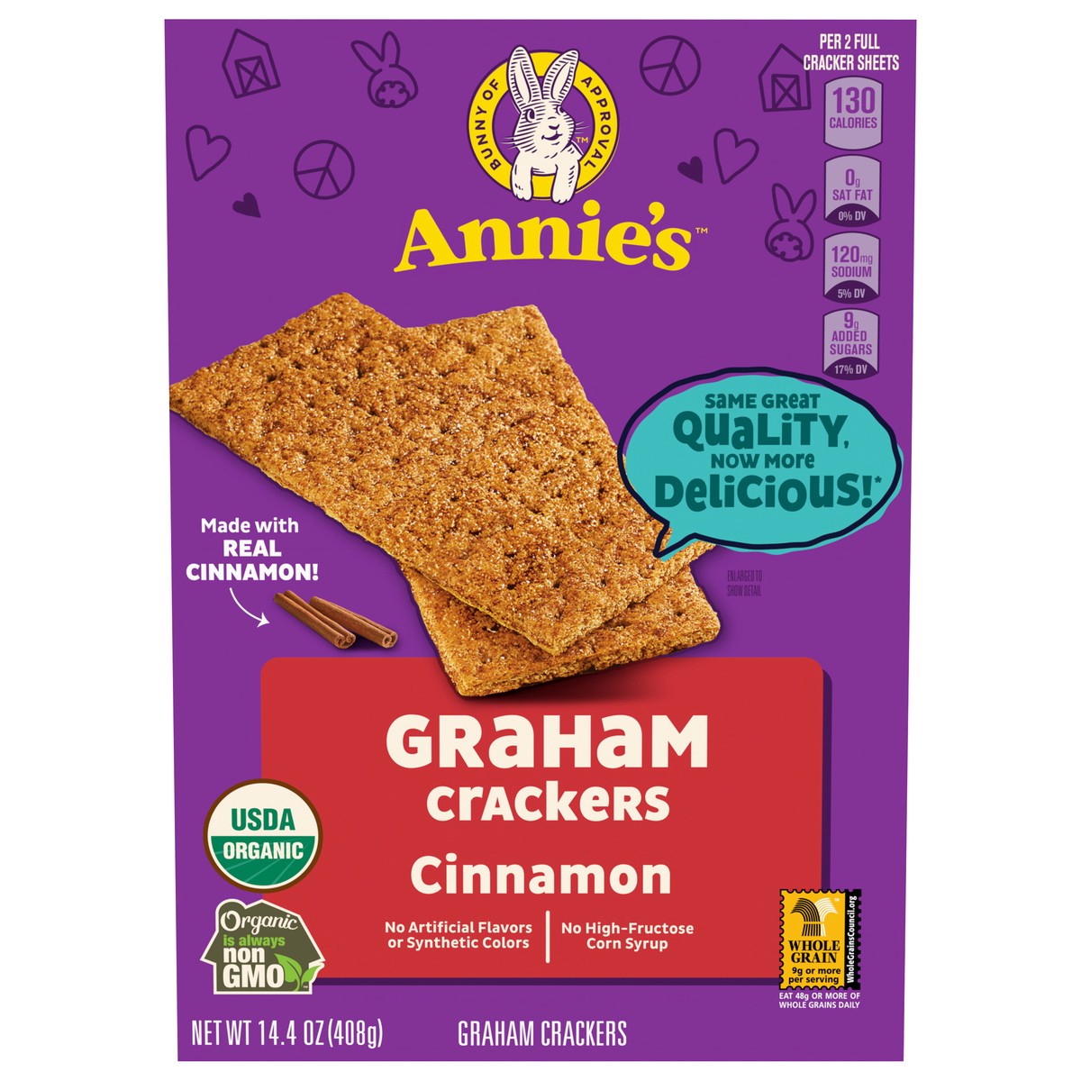 slide 1 of 9, Annie's Organic Graham Crackers, Cinnamon, Made With Whole Grain, 14.4 oz, 14.4 oz