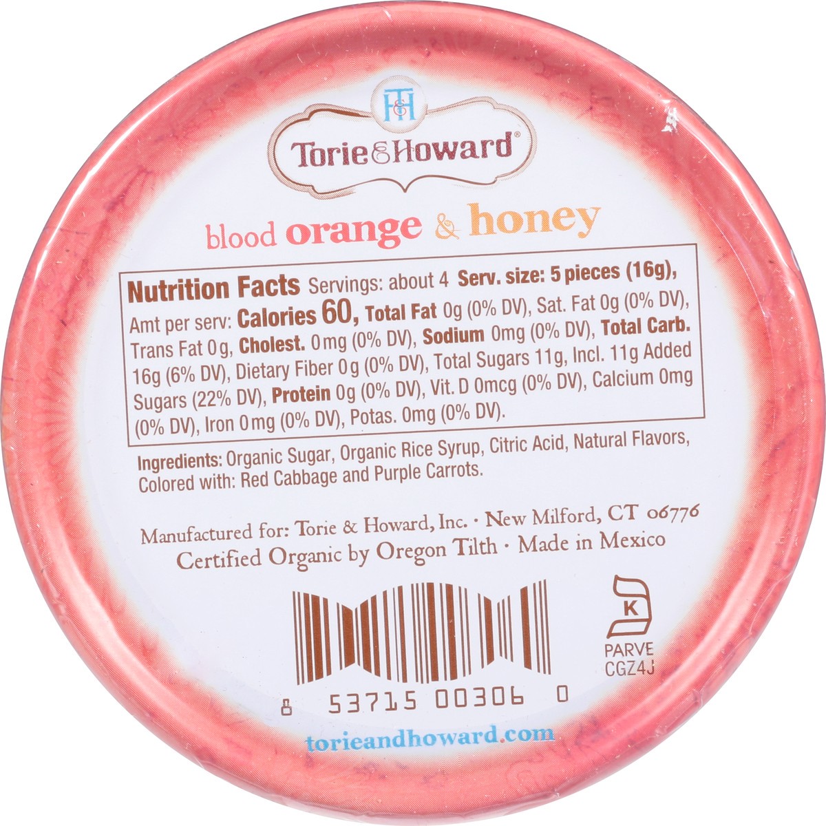 slide 5 of 14, Torie & Howard Organic Blood Orange & Honey Hard Candy 2 oz, 2 oz