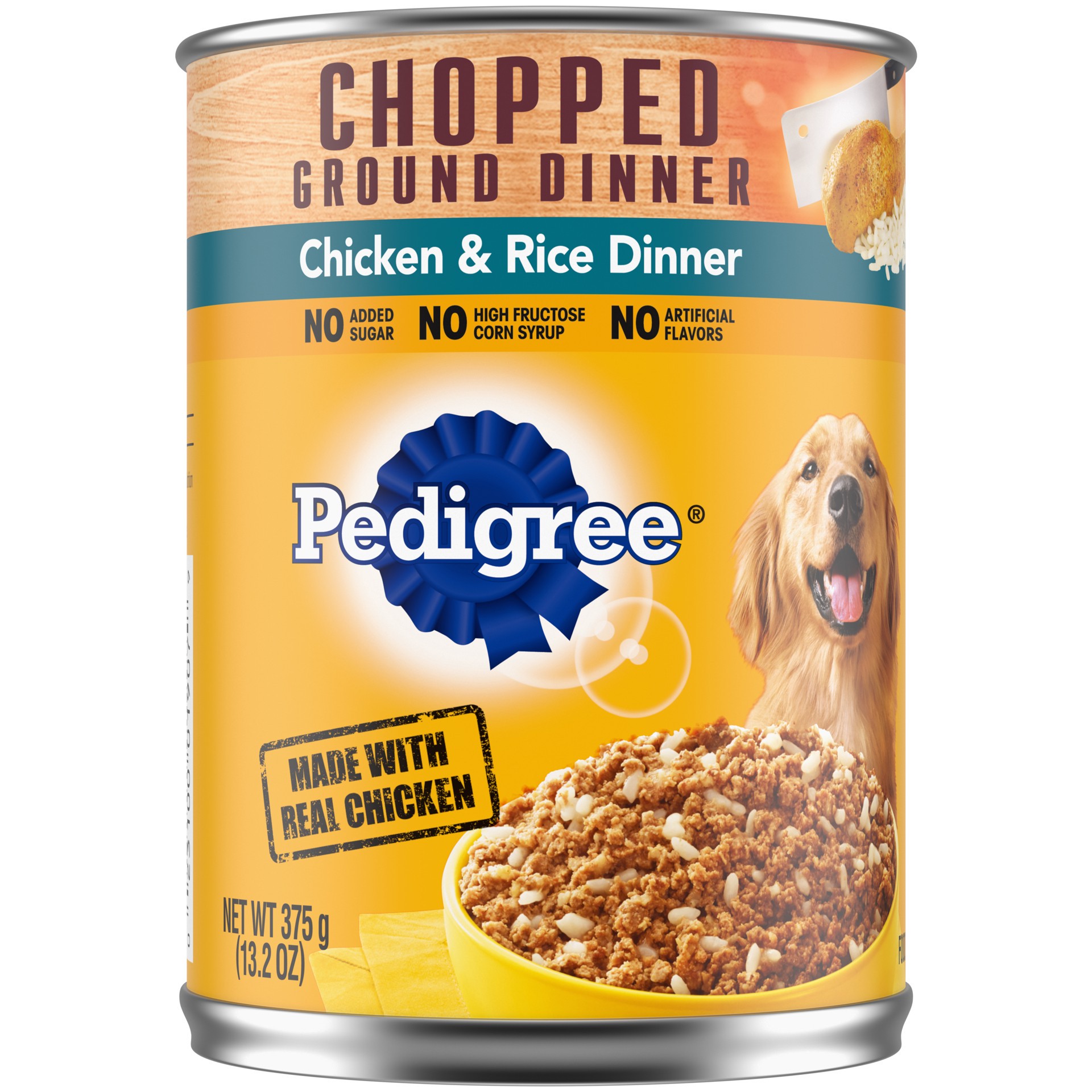 slide 1 of 5, Pedigree Chopped Ground Dinner Adult Canned Soft Wet Dog Food, Chicken & Rice Dinner, 13.2 Oz. Cans 12 Pack, 13.2 oz