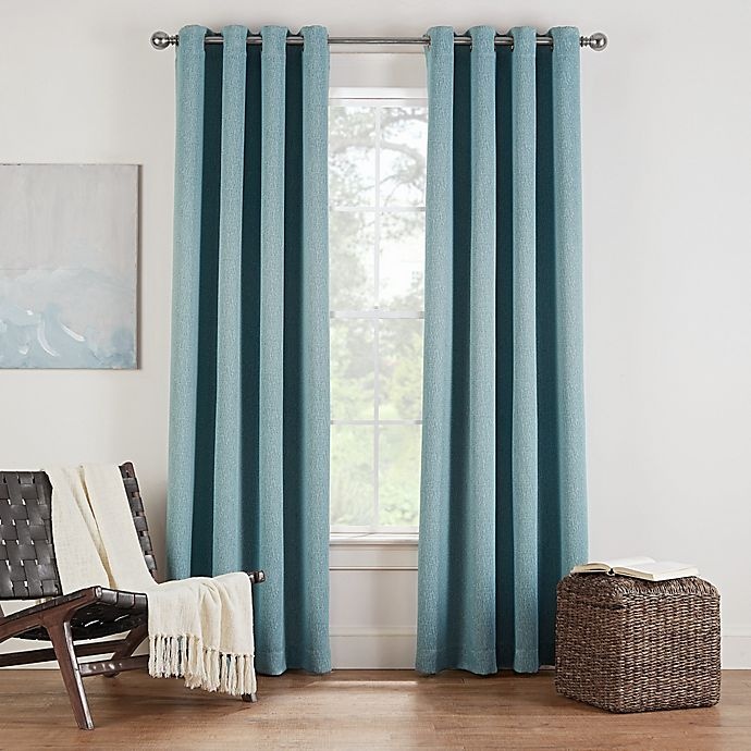 slide 1 of 3, Eclipse Twilight Luna Grommet Room Darkening Window Curtain Panel - Spa, 95 in