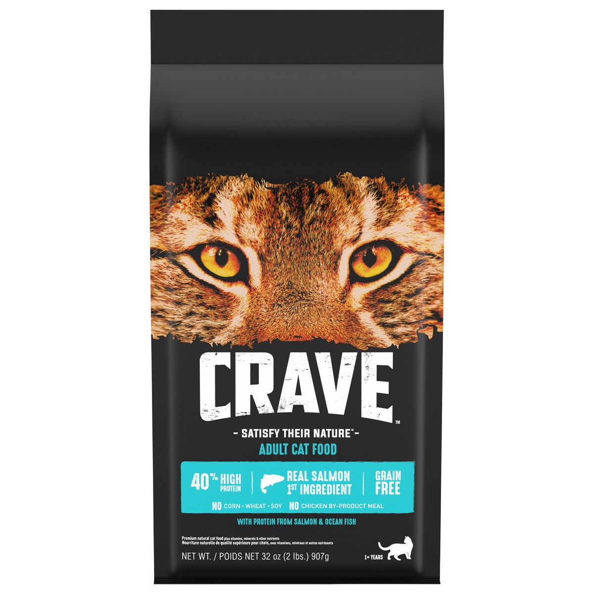 slide 3 of 12, CRAVE 1+ Years Adult With Protein from Salmon & Ocean Fish Cat Food 32 oz, 32 oz