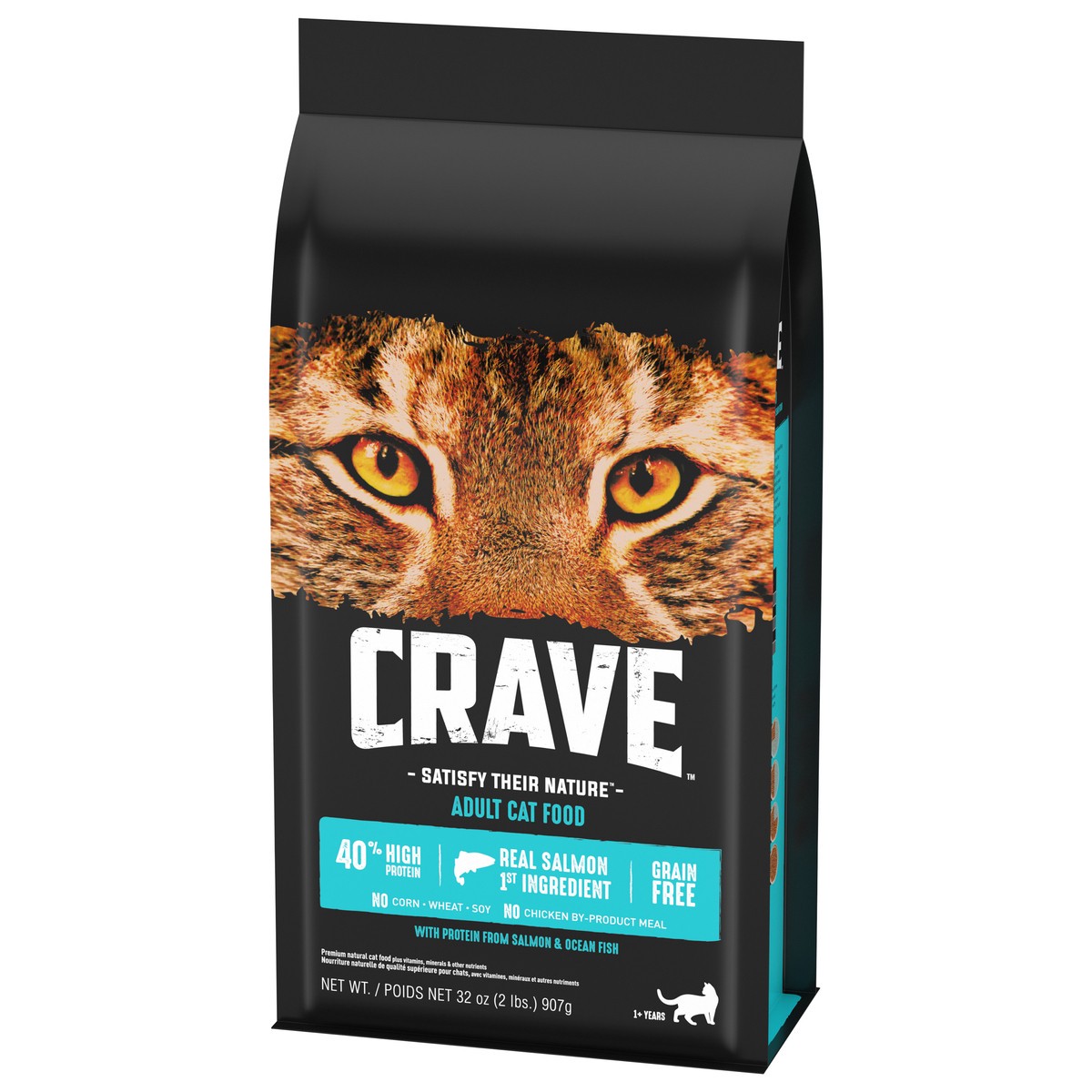 slide 11 of 12, CRAVE 1+ Years Adult With Protein from Salmon & Ocean Fish Cat Food 32 oz, 32 oz