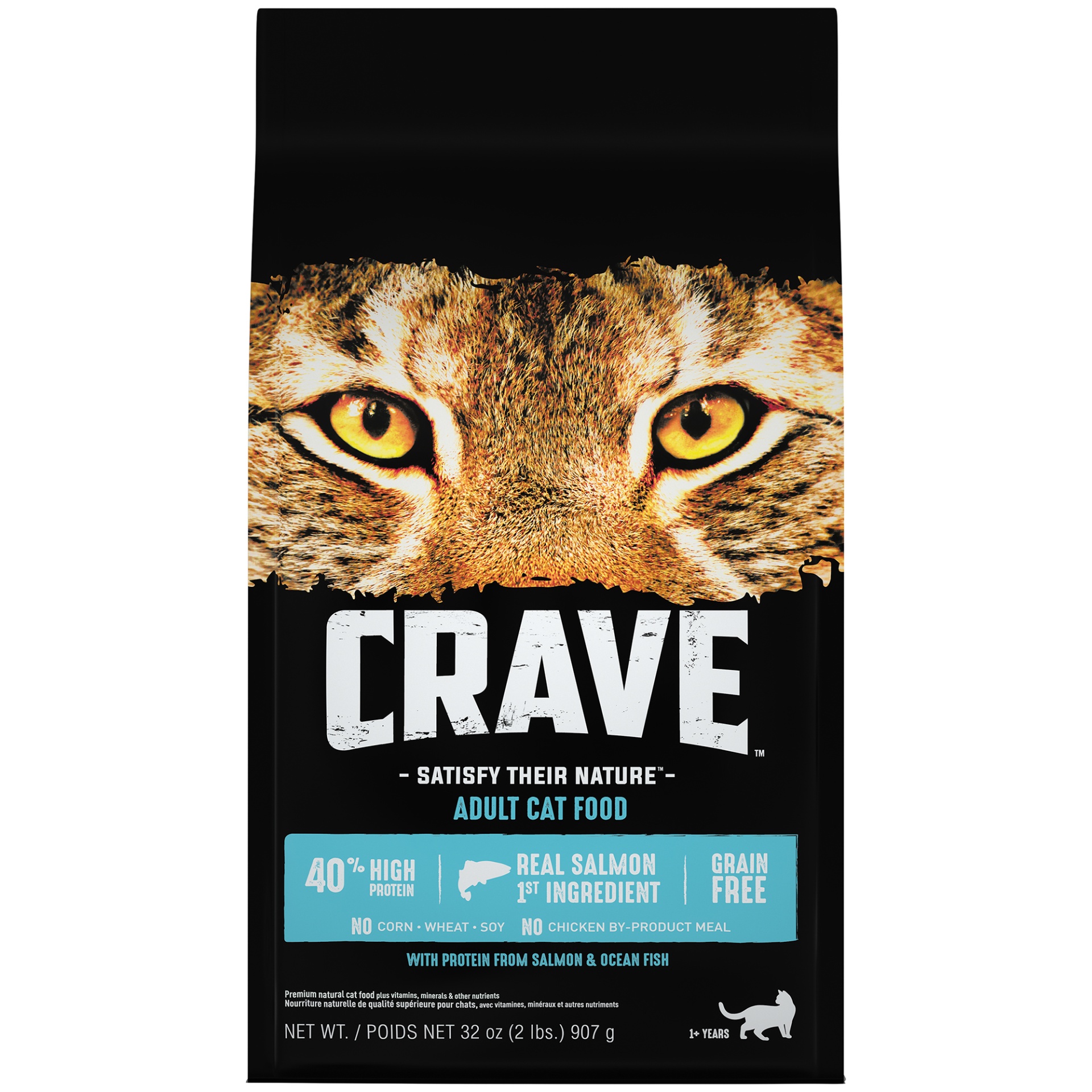 slide 1 of 7, CRAVE Grain Free Adult High Protein Natural Dry Cat Food With Protein From Salmon & Ocean Fish, 2 lb