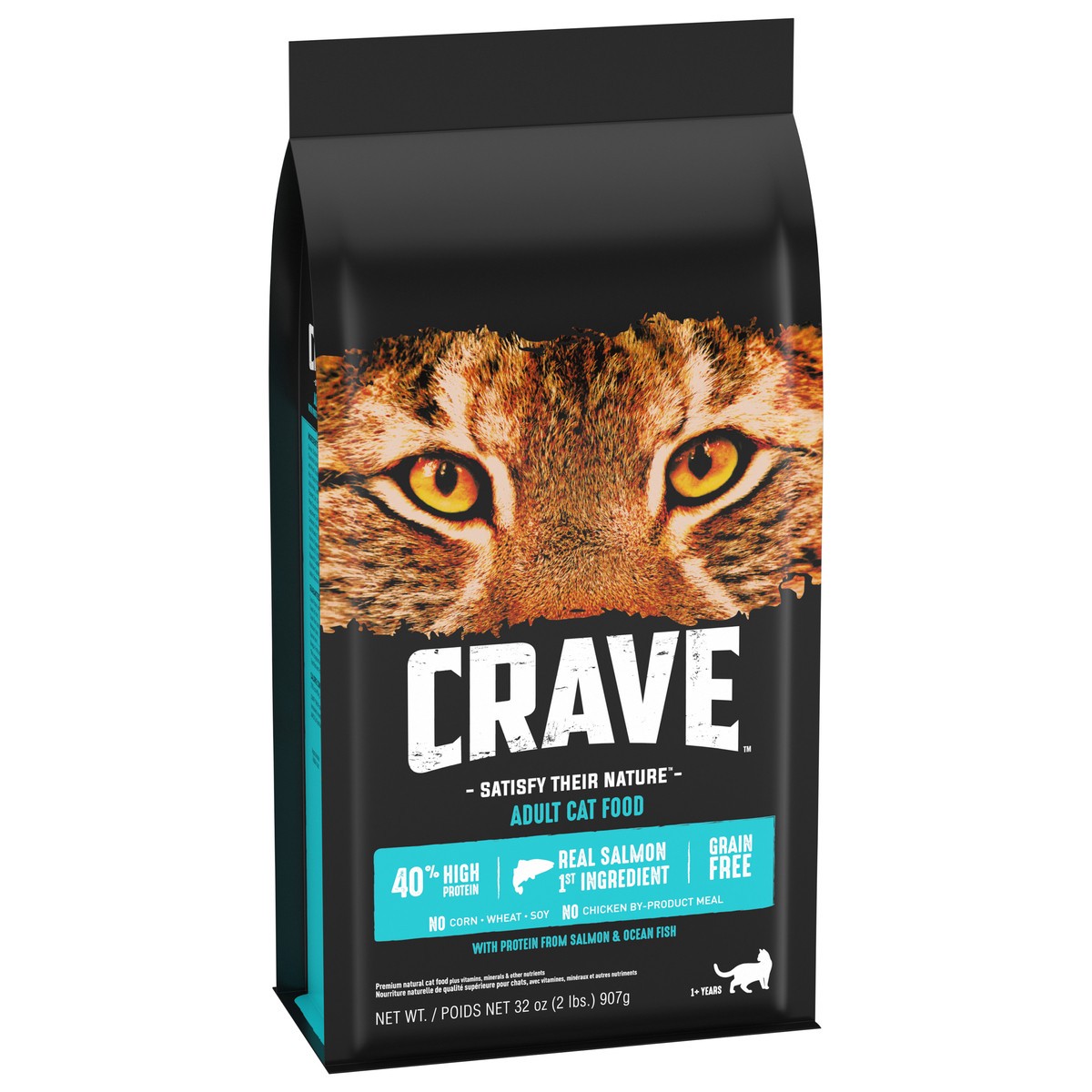 slide 10 of 12, CRAVE 1+ Years Adult With Protein from Salmon & Ocean Fish Cat Food 32 oz, 32 oz