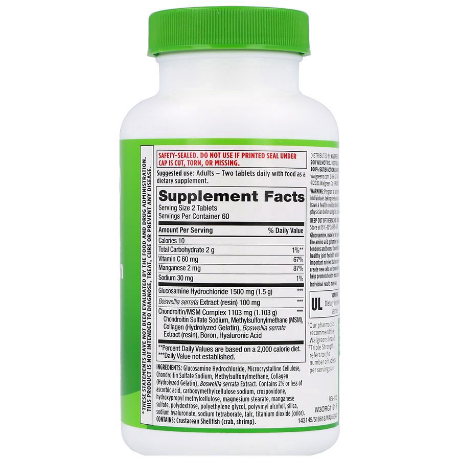 slide 5 of 5, Walgreens Triple Strength Glucosamine and Chondroitin Complex, 120 ct
