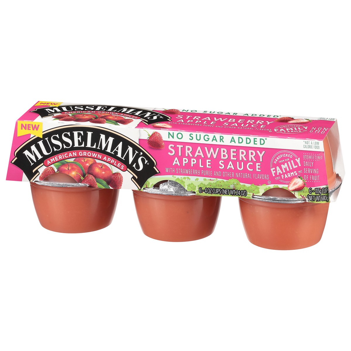 slide 7 of 12, Musselman's No Sugar Added Strawberry Apple Sauce 6 - 4 oz Cups, 4 oz