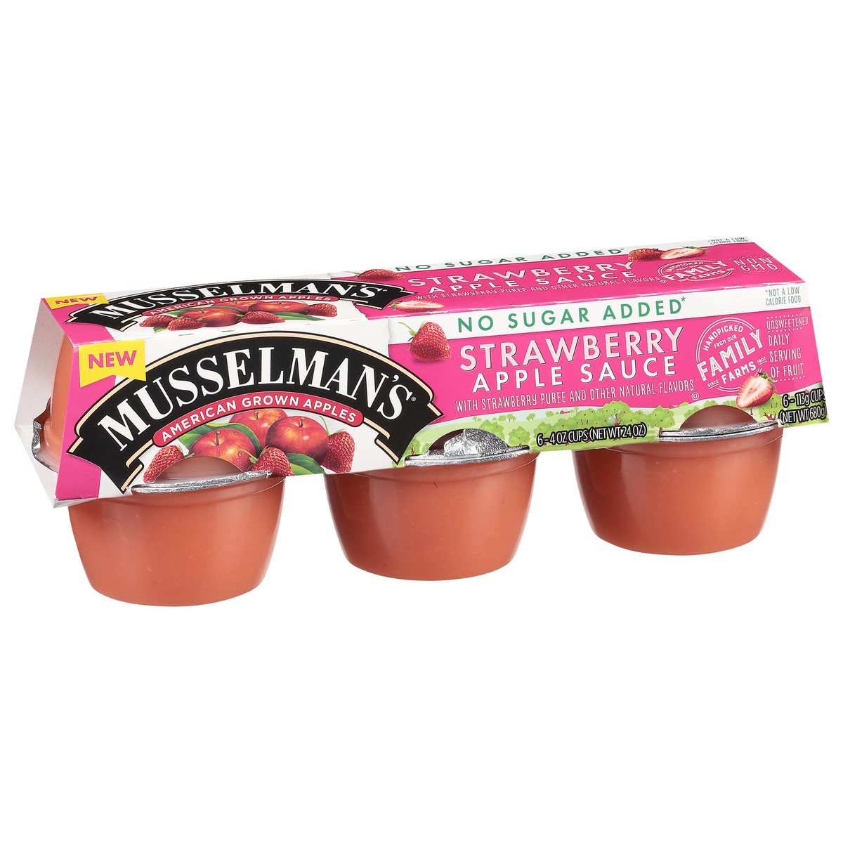 slide 9 of 12, Musselman's No Sugar Added Strawberry Apple Sauce 6 - 4 oz Cups, 4 oz