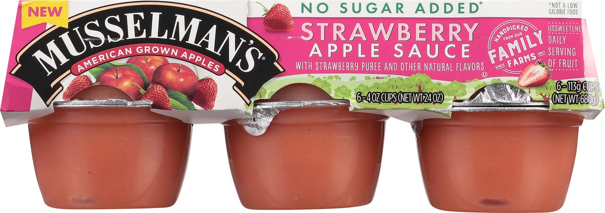 slide 5 of 12, Musselman's No Sugar Added Strawberry Apple Sauce 6 - 4 oz Cups, 4 oz