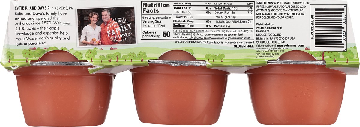 slide 10 of 12, Musselman's No Sugar Added Strawberry Apple Sauce 6 - 4 oz Cups, 4 oz