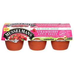 Musselman's No Sugar Added Strawberry Apple Sauce - 6 x 4 oz Cups