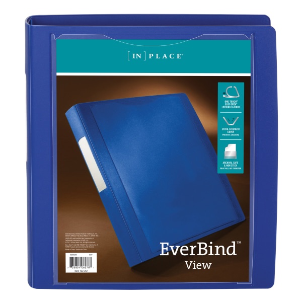 slide 1 of 5, Office Depot Brand Everbind D-Ring View Binder, 1 1/2'' Rings, Blue, 1 ct