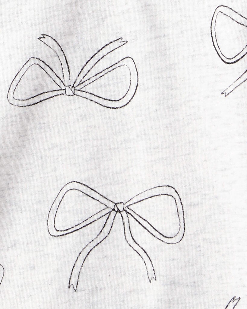 slide 2 of 2, Carter's Carters Girls Bow Print Long-Sleeve Top - Grey Grey L, 1 ct