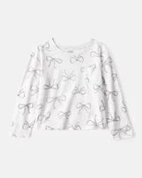 Carter's Carters Girls Bow Print Long-Sleeve Top - Grey Grey L