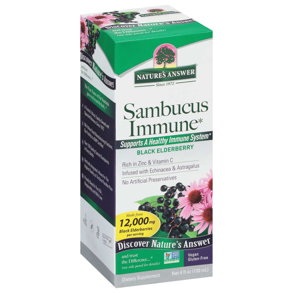 slide 5 of 9, Nature's Answer 12,000 mg Black Elderberry Sambucus Immune 4 fl oz, 4 fl oz