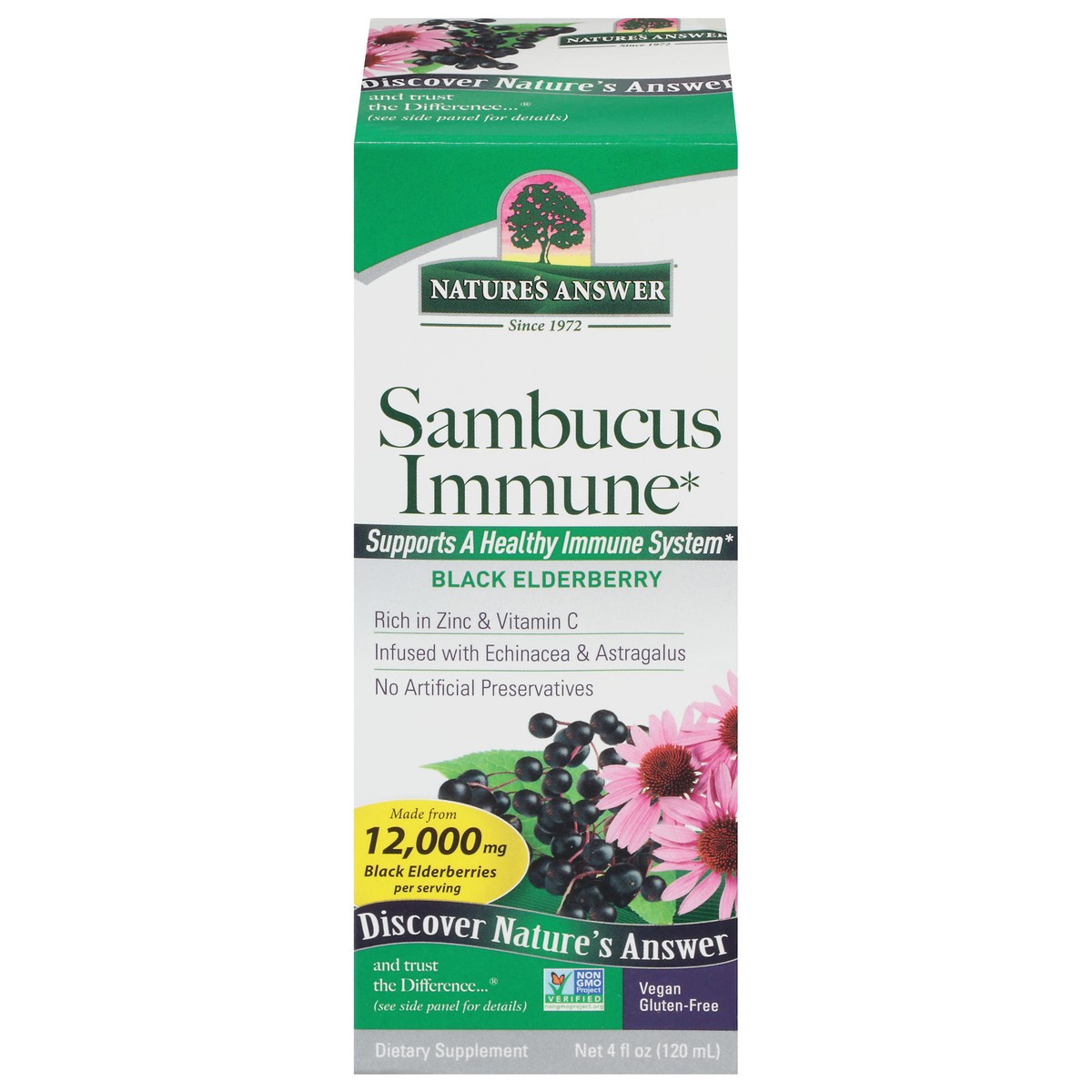 slide 1 of 9, Nature's Answer 12,000 mg Black Elderberry Sambucus Immune 4 fl oz, 4 fl oz