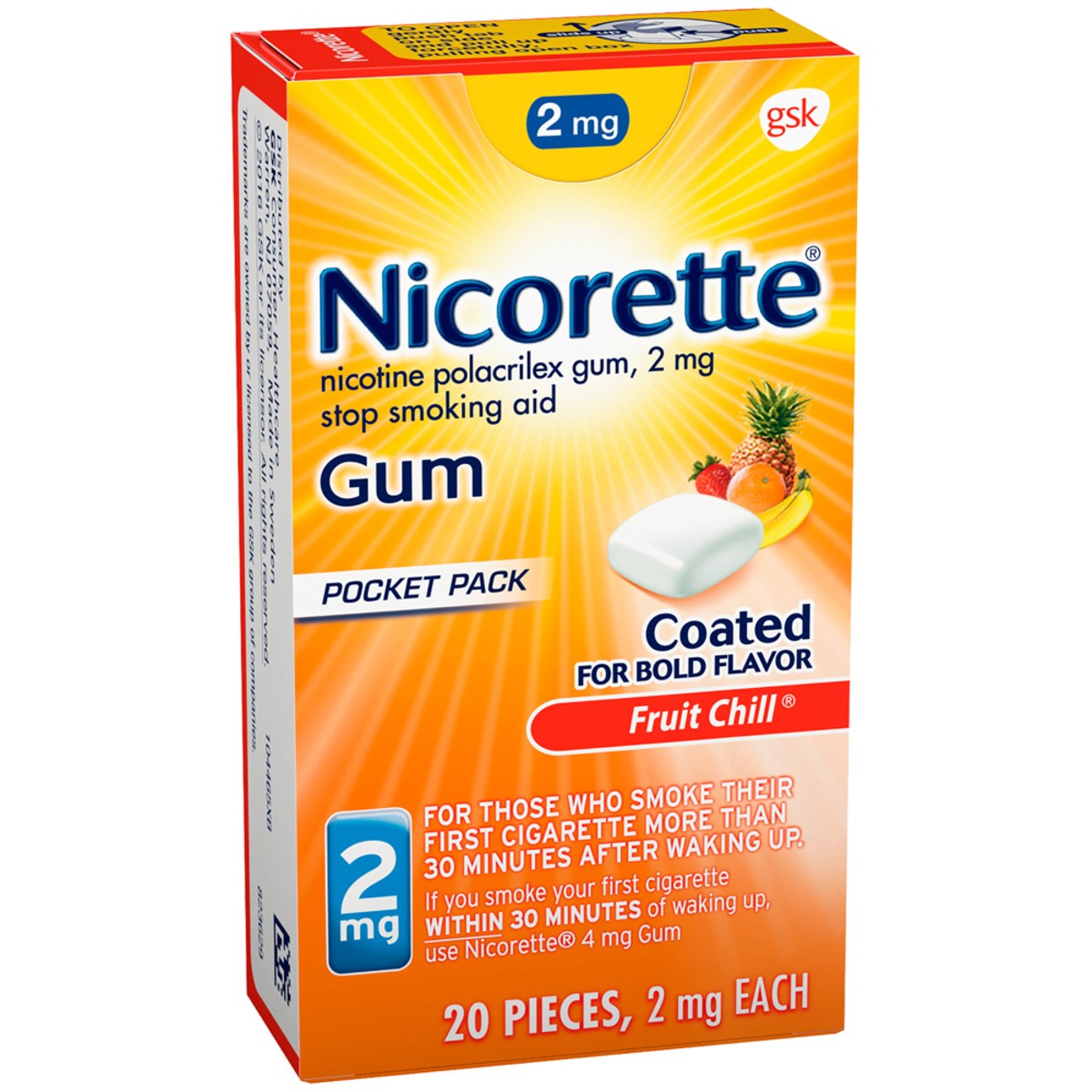 slide 12 of 12, Nicorette Nicotine Gum to Stop Smoking, 2mg, Fruit Chill Flavor - 20 Count, 20 ct