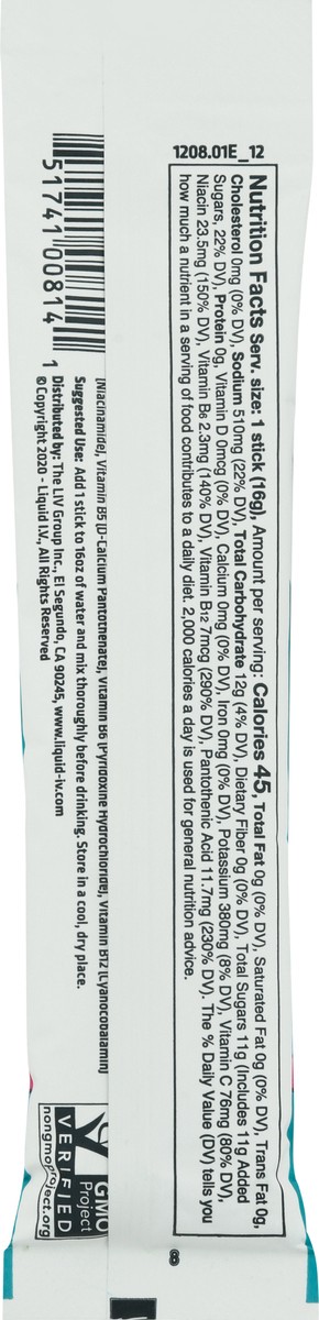 slide 6 of 14, Liquid I.V. Hydration Multiplier - Passion Fruit - Hydration Powder Packets | Electrolyte Powder Drink Mix | Convenient Single-Serving Sticks | Non-GMO | Single Stick, 0.56 oz