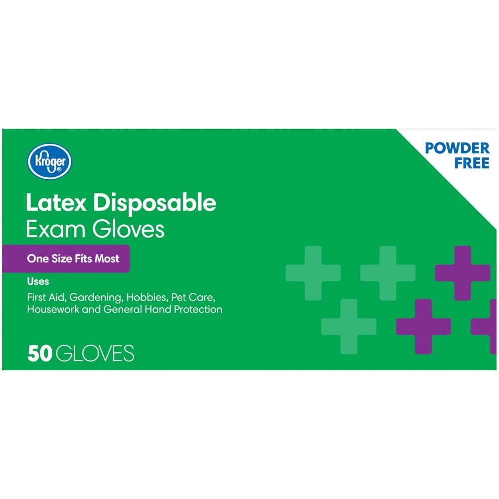 slide 6 of 6, Kroger Powder-Free Latex Disposable Exam Gloves, 50 ct