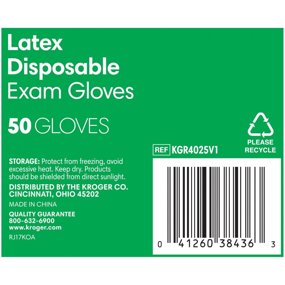 slide 4 of 6, Kroger Powder-Free Latex Disposable Exam Gloves, 50 ct